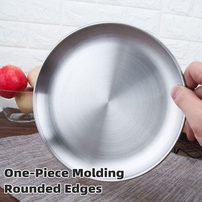 8 Pcs 304 Stainless Steel Dinner Plates 20 cm Round Brushed Finish