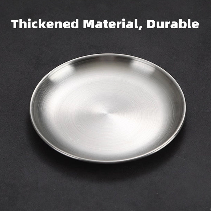 8 Pcs 304 Stainless Steel Dinner Plates 20 cm Round Brushed Finish
