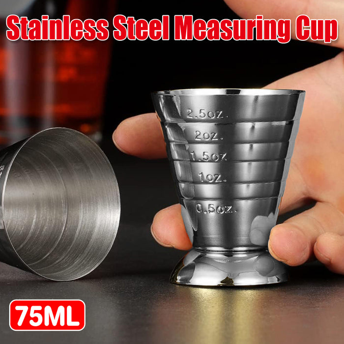 1 Pc 75ml Stainless Steel Cocktail Jigger With Etched Scale