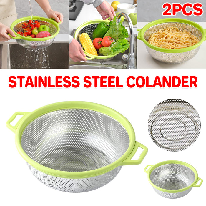 2PCS Stainless Steel Drain Basins Double Handle Design