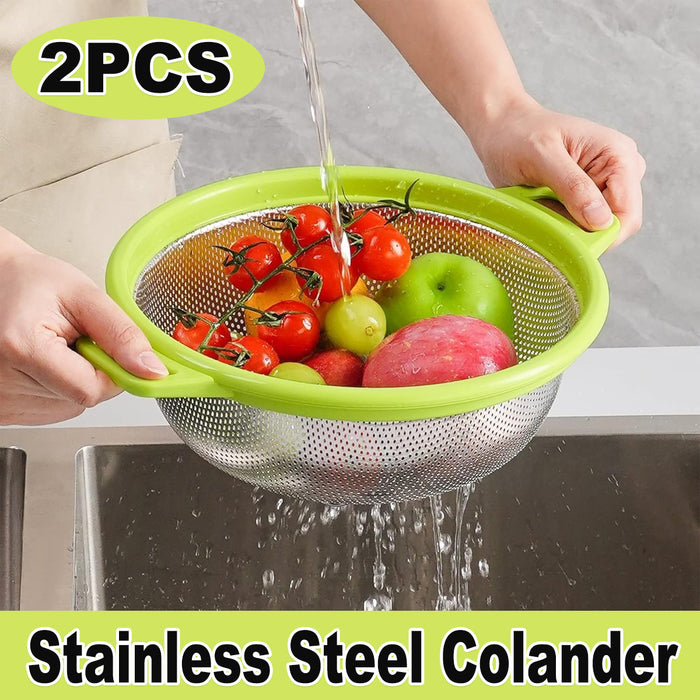 2PCS Stainless Steel Drain Basins Double Handle Design