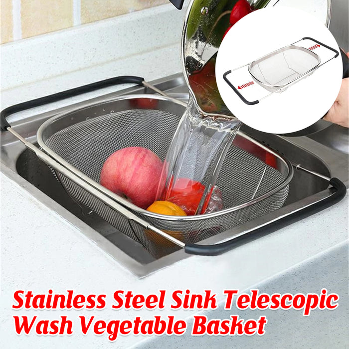 Stainless Steel Kitchen Drain Strainer Basket, Telescopic