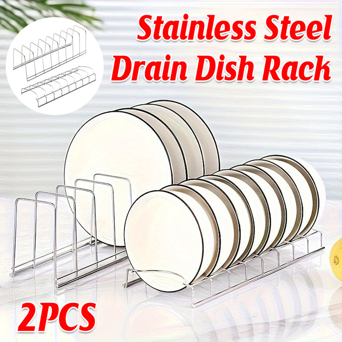 2pcs Stainless Steel Drainer Dish Rack Kitchen Dish Organizer Sink Storage Rack