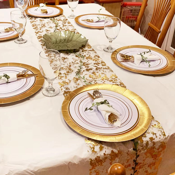 2 Rolls Metallic Mesh Table Runner 300 x 28cm for Events