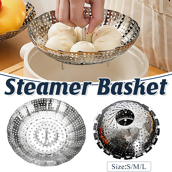 Stainless Steel Steamer Basket, Expandable, Collapsible for Easy Storage