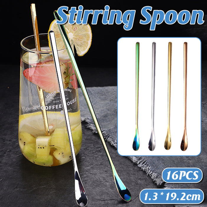 16 Pcs Stainless Steel Stirring Spoons 192mm 4 Colours