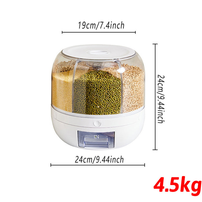 Rotating Cereal Dispenser 4.5kg PP ABS White Space-Saving