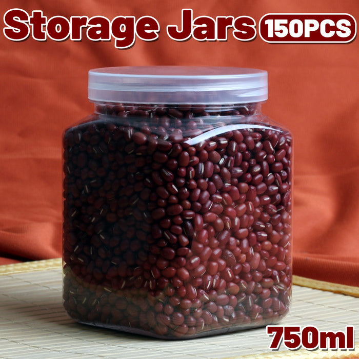 150 Pcs Clear PET Sealed Jars with Screw Lids 750ml