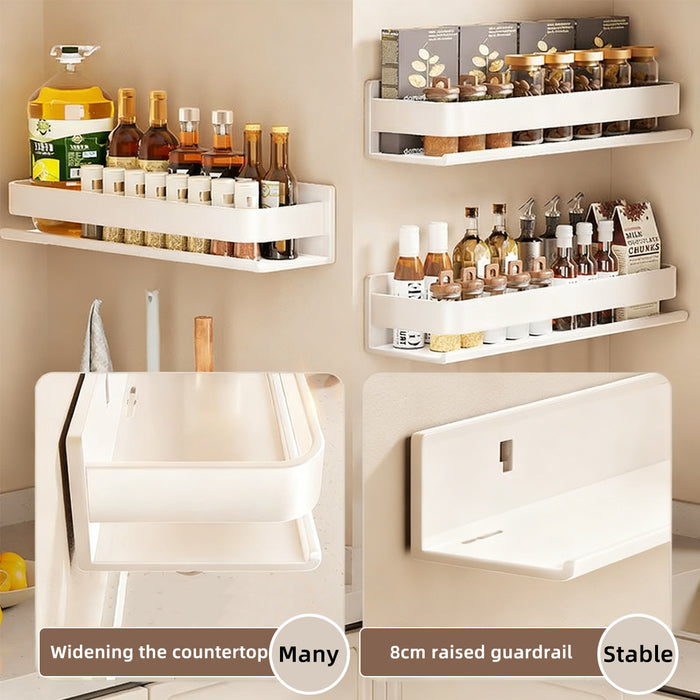 Wall Mounted Kitchen Shelf Carbon Steel White Guardrail