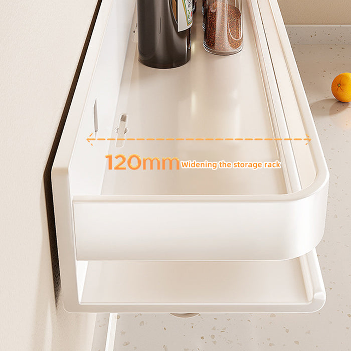 Wall Mounted Kitchen Shelf Carbon Steel White Guardrail
