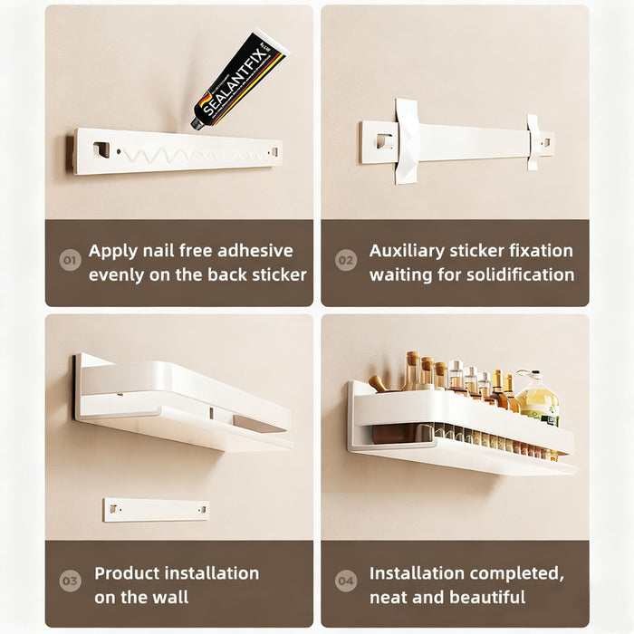 Wall Mounted Kitchen Shelf Carbon Steel White Guardrail