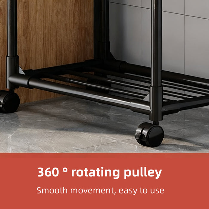 Movable Kitchen Storage Rack With Wheels 6 Tier Black