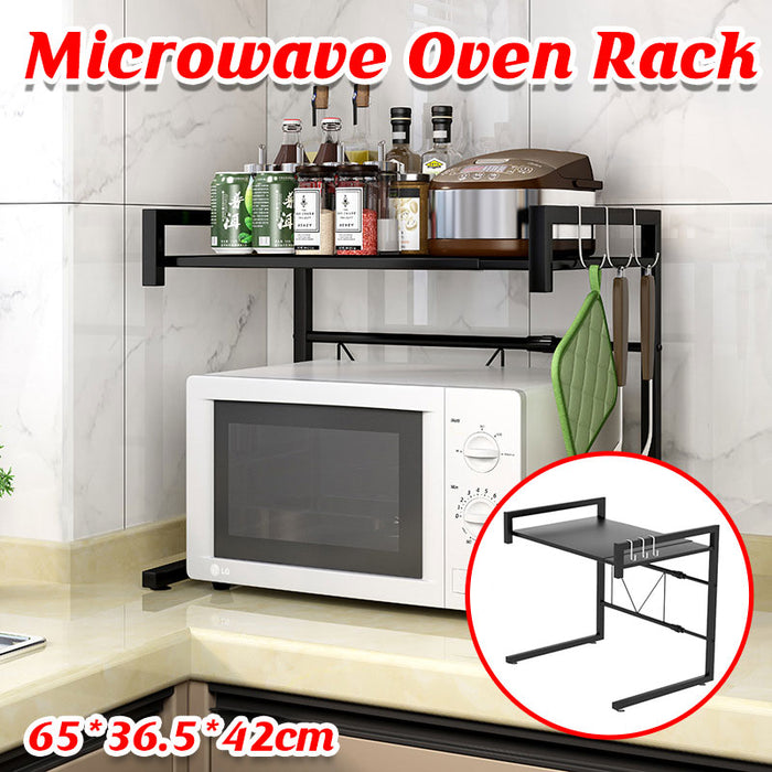 2 Tier Microwave Shelf Stand Adjustable Carbon Steel 65cm