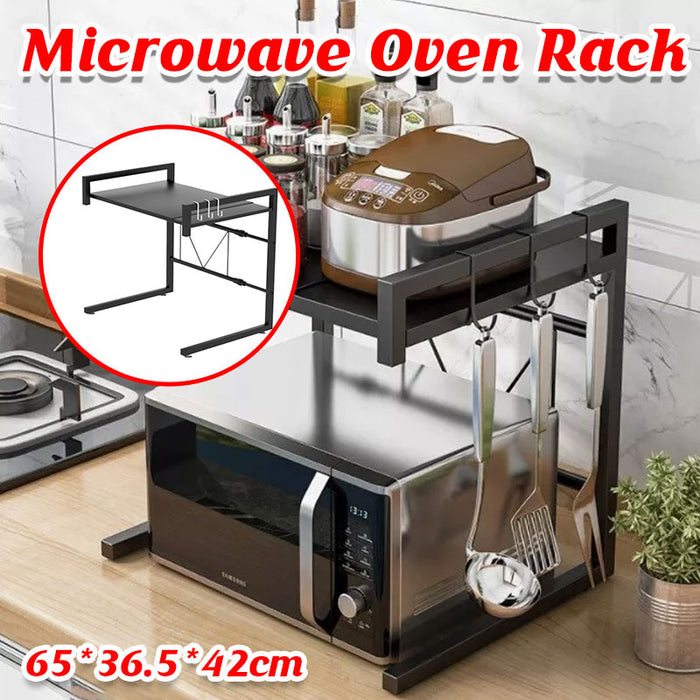 2 Tier Microwave Shelf Stand Adjustable Carbon Steel 65cm
