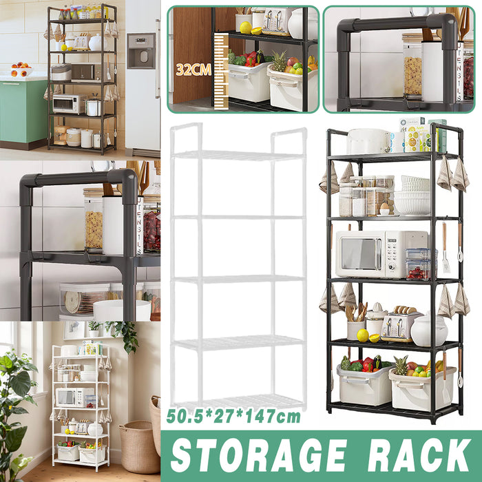 5-Tier Pot Storage Rack PP Cookware Organiser Open Shelves