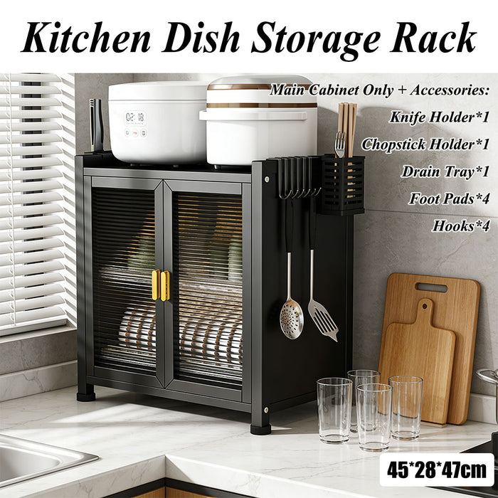 Dish Storage Rack With Magnetic Door Carbon Steel Acrylic