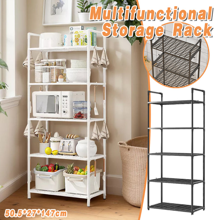 5-Tier Pot Storage Rack PP Cookware Organiser Open Shelves
