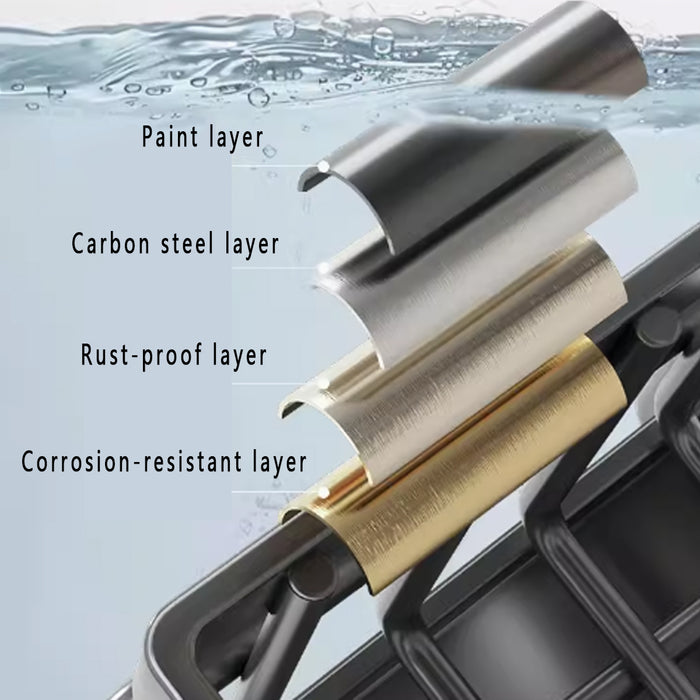 Wall Mounted Sponge Holder With Hooks Rust Proof Black