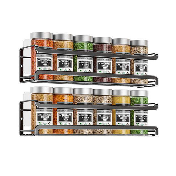 4 Pcs Wall Mounted Spice Rack Set Metal Black 29cm