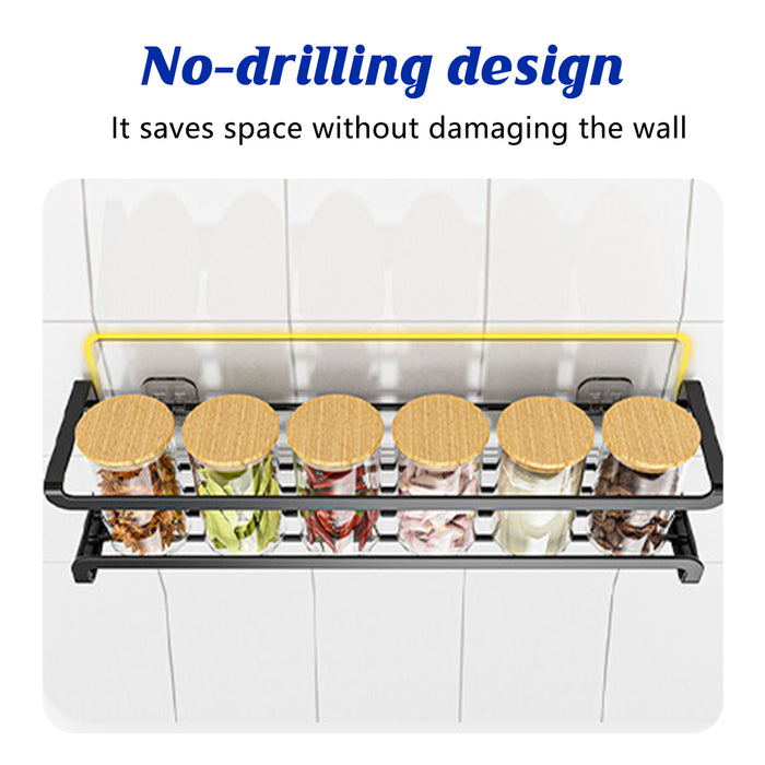 4 Pcs Wall Mounted Spice Rack Set Metal Black 29cm