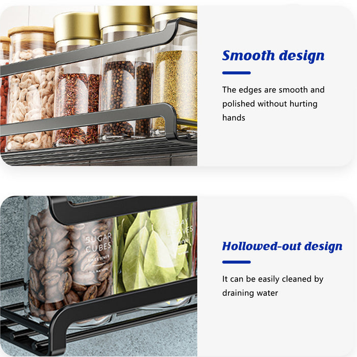 4 Pcs Wall Mounted Spice Rack Set Metal Black 29cm