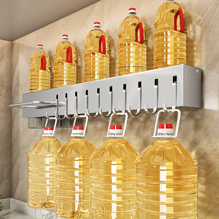 Wall-Mounted Knife Rack with Hooks Stainless Steel Adhesive