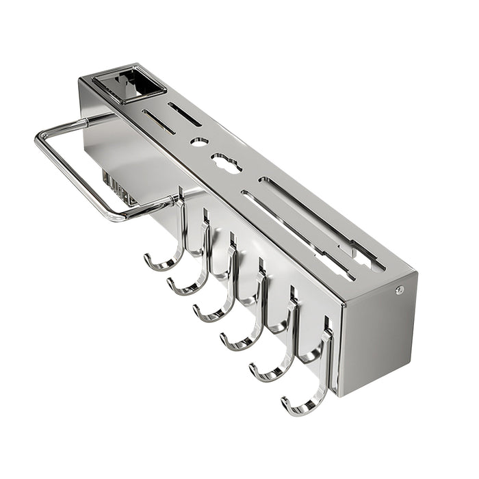 Wall-Mounted Knife Rack with Hooks Stainless Steel Adhesive