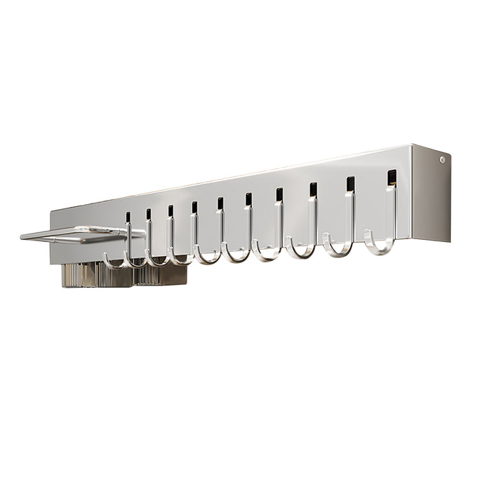 Wall-Mounted Knife Rack with Hooks Stainless Steel Adhesive