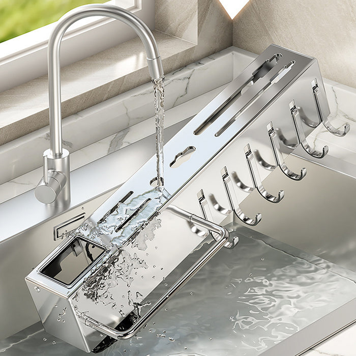 Wall-Mounted Knife Rack with Hooks Stainless Steel Adhesive
