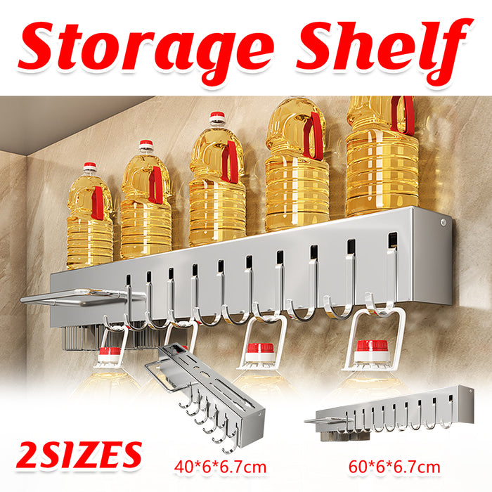 Wall-Mounted Knife Rack with Hooks Stainless Steel Adhesive