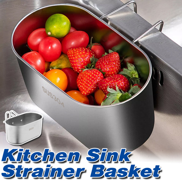 304 Stainless Steel Sink Drain Basket With Curved Handle