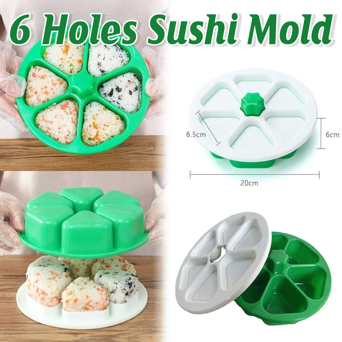6-Hole Triangular Sushi Rice Ball Mould Food-Grade PP