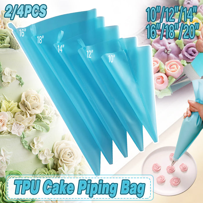 2 Pcs Reusable Silicone Pastry Bags Blue 10 to 20 Inch