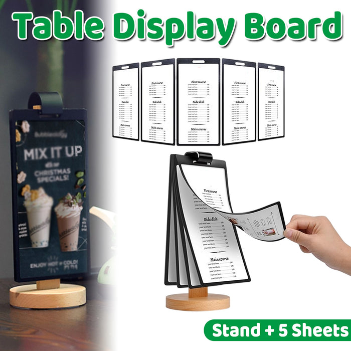 Wooden Tabletop Menu Holder Stand 20 x 10 cm with PVC Panel