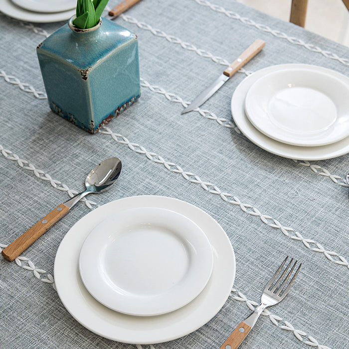 Tassel Cotton-Linen Geometric Rectangular Tablecloth