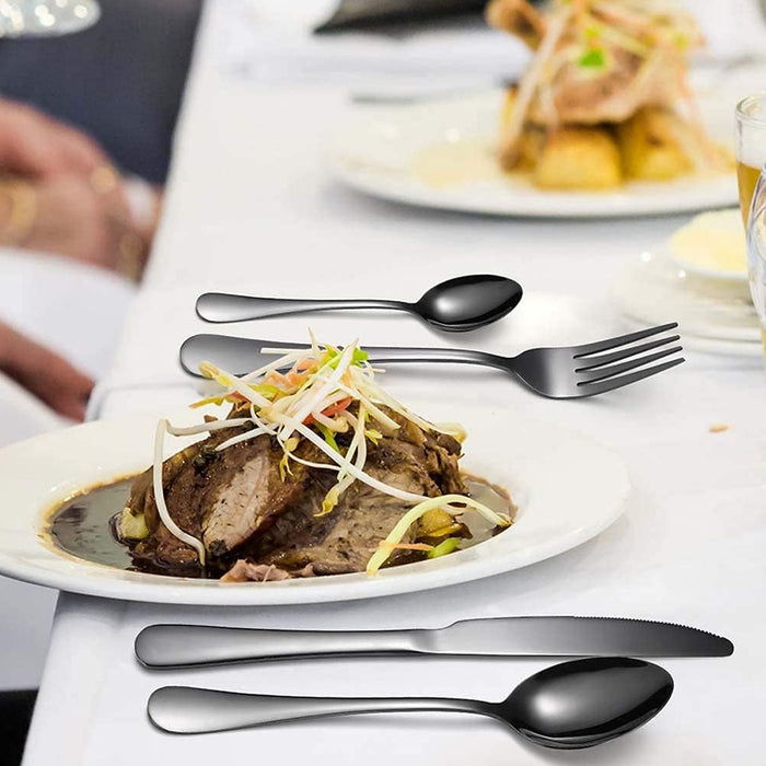 Stainless Steel 4 Piece Cutlery Set, Black, 2 Sets