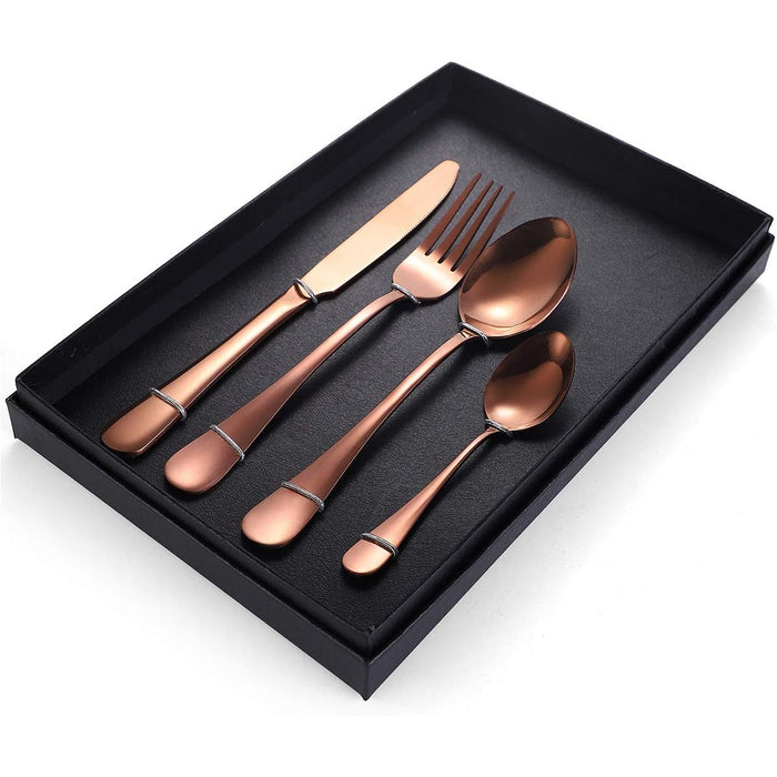 Stainless Steel 4 Piece Cutlery Set, Rose Gold, 2 Sets