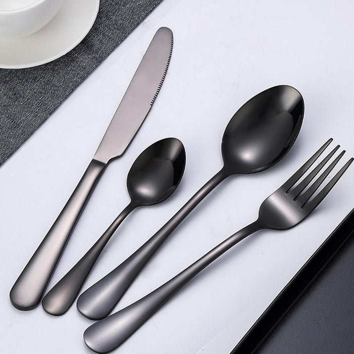 Stainless Steel 4 Piece Cutlery Set, Black, 2 Sets