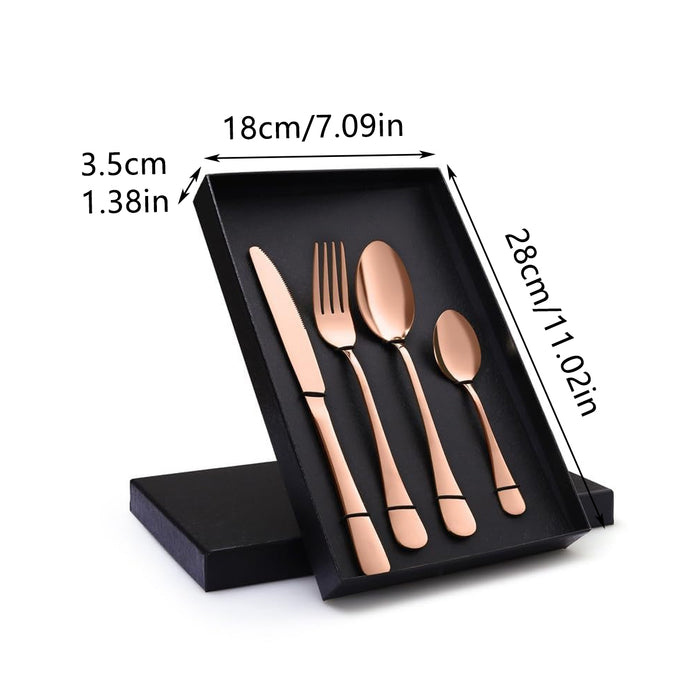 Stainless Steel 4 Piece Cutlery Set, Rose Gold, 2 Sets