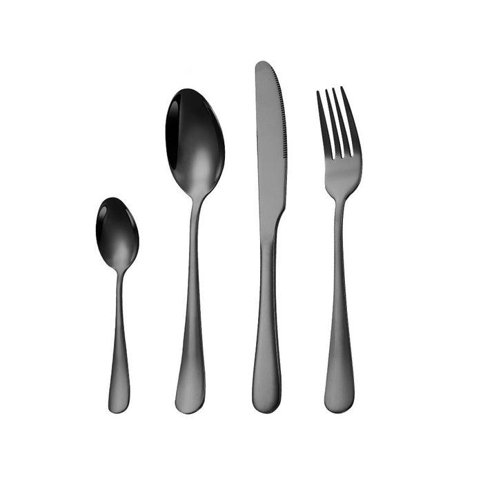 Stainless Steel 4 Piece Cutlery Set, Black, 2 Sets