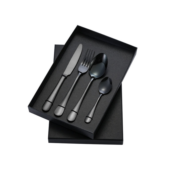 Stainless Steel 4 Piece Cutlery Set, Black, 2 Sets