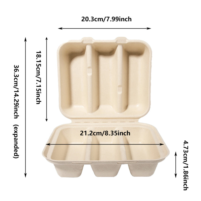 50PCS Disposable Takeout Containers With 3 Sizes