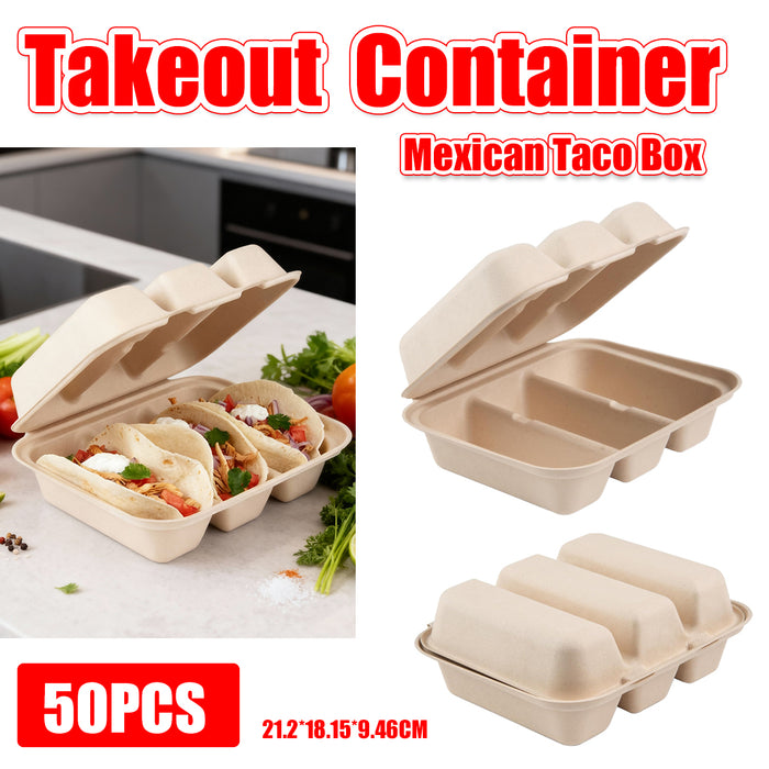50PCS Disposable Takeout Containers With 3 Sizes