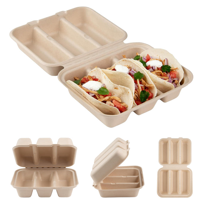 50PCS Disposable Takeout Containers With 3 Sizes