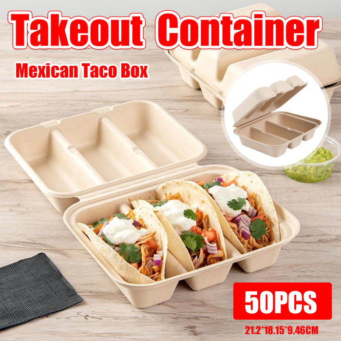 50PCS Disposable Takeout Containers With 3 Sizes