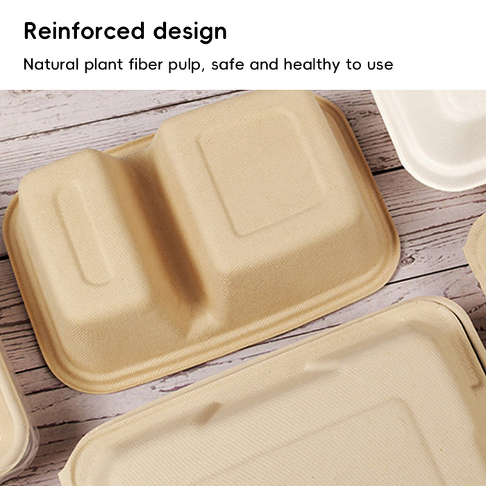 50 Pcs Dual Compartment Takeaway Bento Boxes Leak-Proof Food-Grade White or Kraft