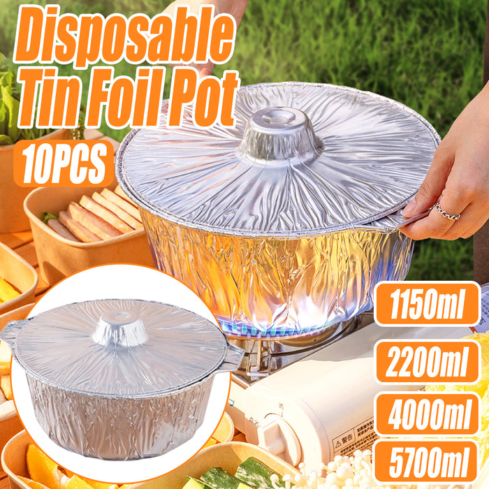 10Pcs Heavy Duty Aluminum Foil Pots for Hotpot Camping Outdoor Cooking