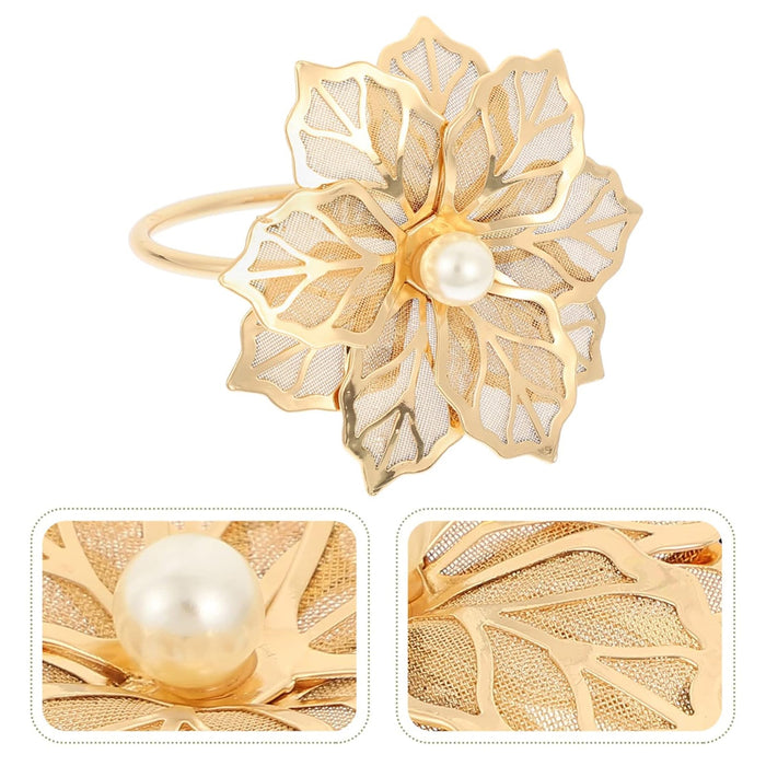 6pcs Metal Floral Napkin Rings, Vintage Openwork Rose Design