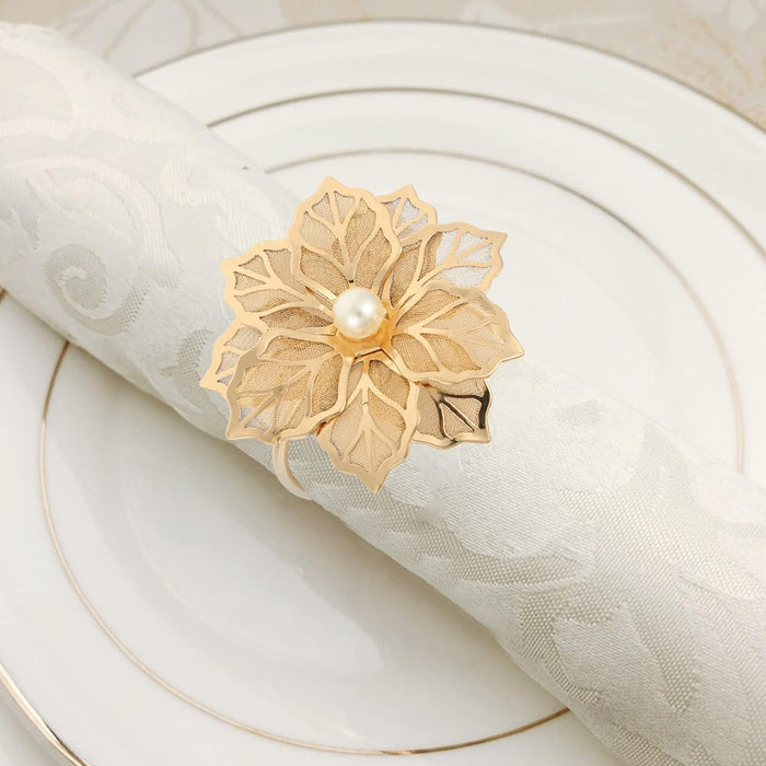 6pcs Metal Floral Napkin Rings, Vintage Openwork Rose Design