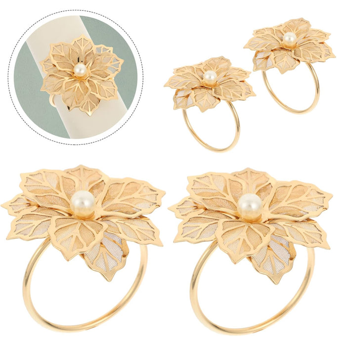 6pcs Metal Floral Napkin Rings, Vintage Openwork Rose Design